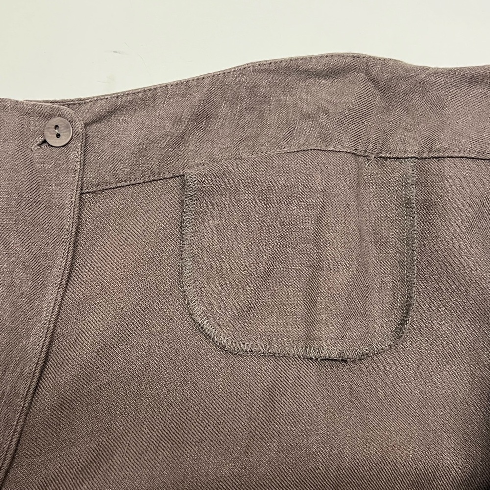 EILEEN FISHER WASHED LINEN TWILL BROWN WIDE LEG TROUSERS SIZE XL NWT - Picture 5 of 7